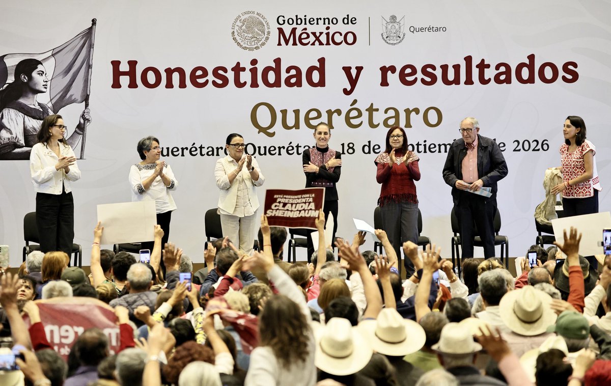 rosaicela_'s tweet photo. Al grito de ¡Presidenta! ¡Presidenta!, miles de queretanos mostraron su respaldo a nuestra mandataria @Claudiashein. La gira #HonestidadYResultados reafirma que la transformación se construye desde el territorio. 🇲🇽 @Letamaya @josefinarodzam @ccurieldeicaza @Mary_Luisa_AG @DKershenobich @martibatres @BuenGobierno_mx