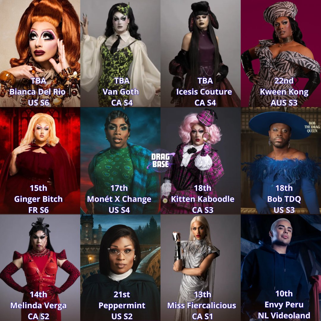 DragBasee's tweet photo. Every queen who has participated in (or is confirmed to appear in) any version of 'The Traitors' and where they placed.

So far, Miss Fiercalicious has had the best run on the show, considering she competed in a season with more contestants compared to Envy's. https://t.co/e41WPl008Q
