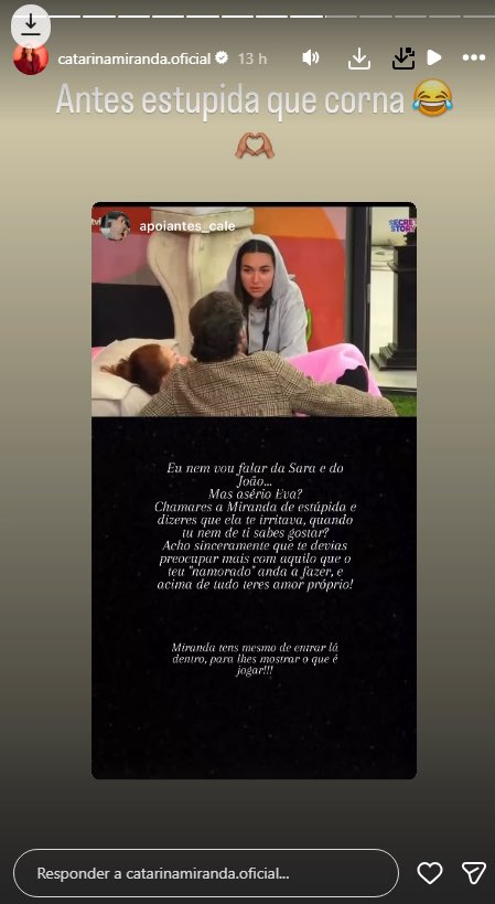 Xavierfaraujo's tweet photo. A Miranda tão triste por ser chamada de corna mas não ficou triste quando chamou aos outros . Karma . E já agora quem não se cala sobre a tua relação és tu que estás a falar disso 1 hora seguida. #bbtvi https://t.co/lTZcRZL1NJ