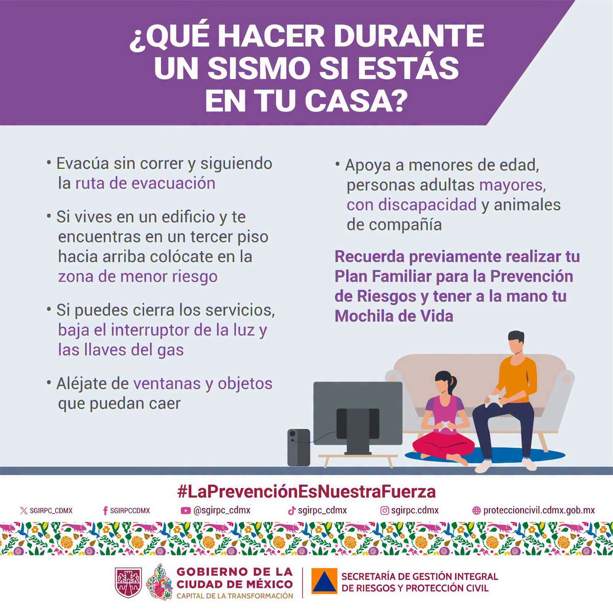 SGIRPC_CDMX's tweet photo. 📢Recuerda que hoy, a las 12:00 horas, se realizará el Segundo Simulacro Nacional 2026. Por lo que se activará la #AlertaSísmica en la Ciudad de México.

¡Participa!

Los #sismos son impredecibles. Por ello, es importante estar preparado y saber que hacer antes, durante y después de un movimiento telúrico. Atiende las siguientes recomendaciones. #TrabajandoJuntos #LaPrevenciónEsNuestraFuerza #SegundoSimulacroNacional2026