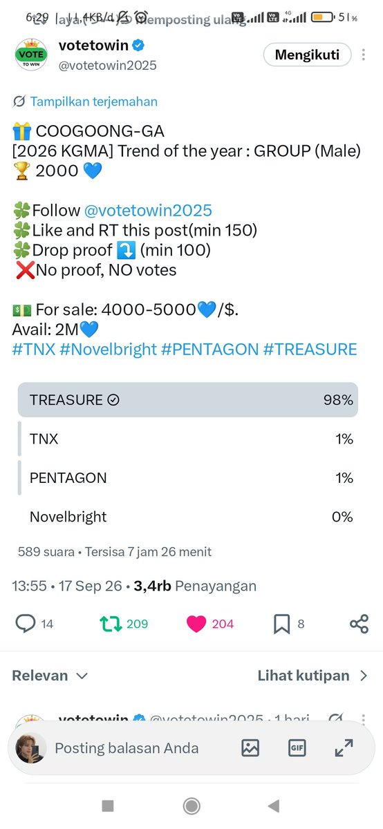 Dsom1204's tweet photo. @votetowin2025 For #TREASURE https://t.co/0gW0uVZPNv