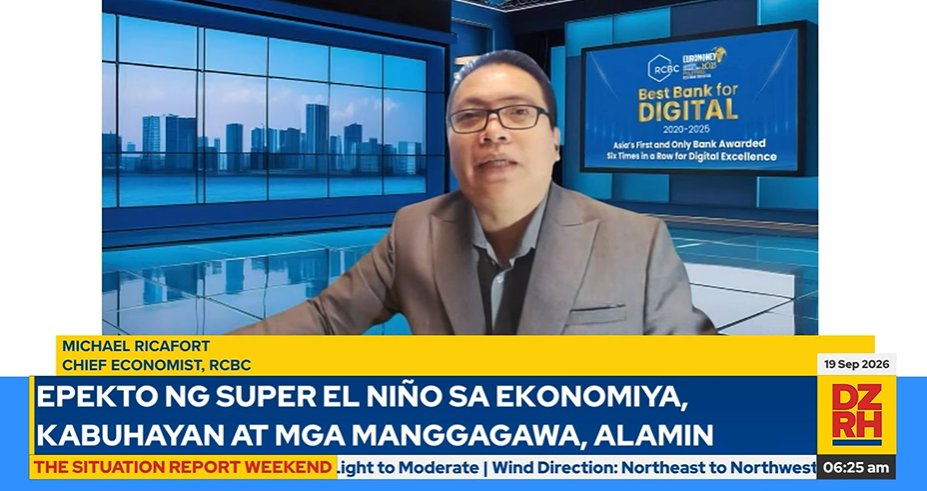 dzrhnews's tweet photo. LIVE SA DZRH: Michael Ricafort, RCBC Chief Economist

#TheSituationReportWeekend

WATCH: https://t.co/qBbudnSSpz https://t.co/2ZQP726vsa
