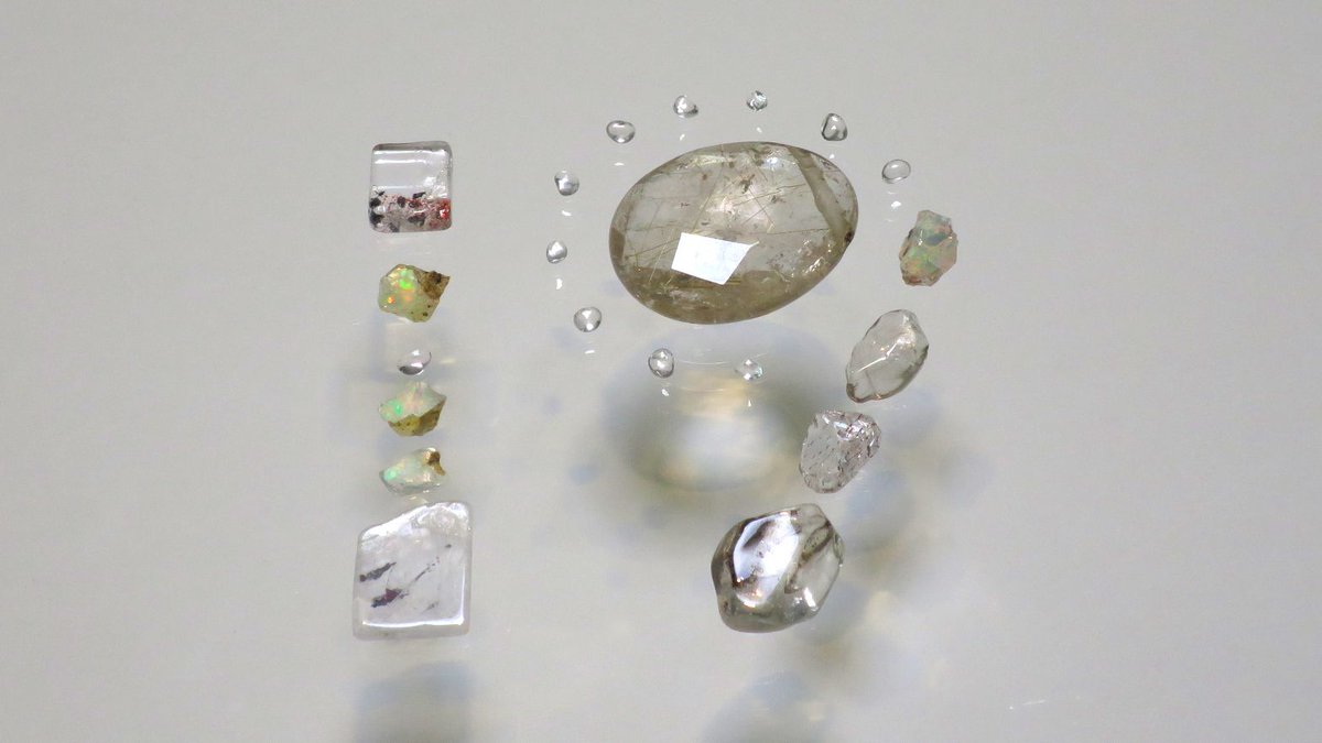 Sand_Therapy's tweet photo. rutilated quartz, inclusion quartz, ethiopian opal, etc. https://t.co/1TNQnvhOHa
