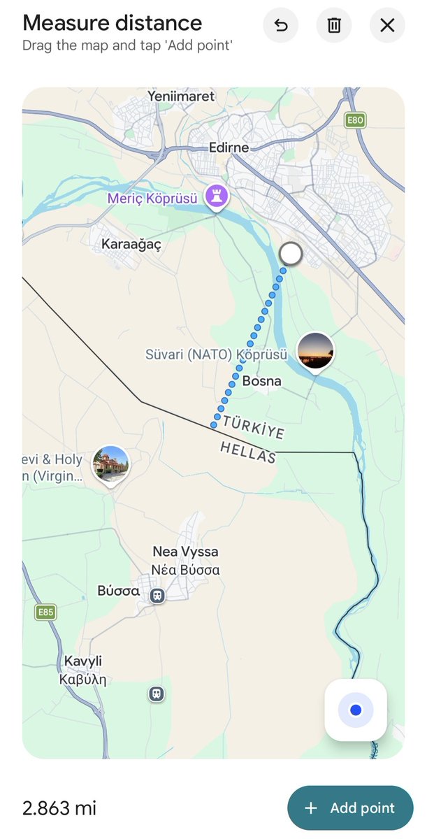 a_stalidis's tweet photo. Adrianoupolis (Edirne) is only 2.8 miles from Greece!

Karagaats is only 1 .1 miles from Greece.

Yet, they belong to Turkey! https://t.co/laztWFAlOJ