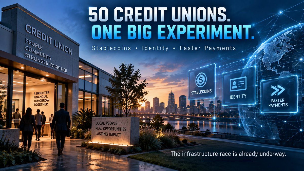 YachtGames's tweet photo. 50 credit unions.
One big experiment.
#CrossState + #Metallicus launched an innovation program with an initial 50-credit-union cohort exploring stablecoins, digital identity, faster payments, compliance and blockchain infrastructure.
Crypto adoption may look very different when it arrives through institutions people already use.
The infrastructure race is underway
