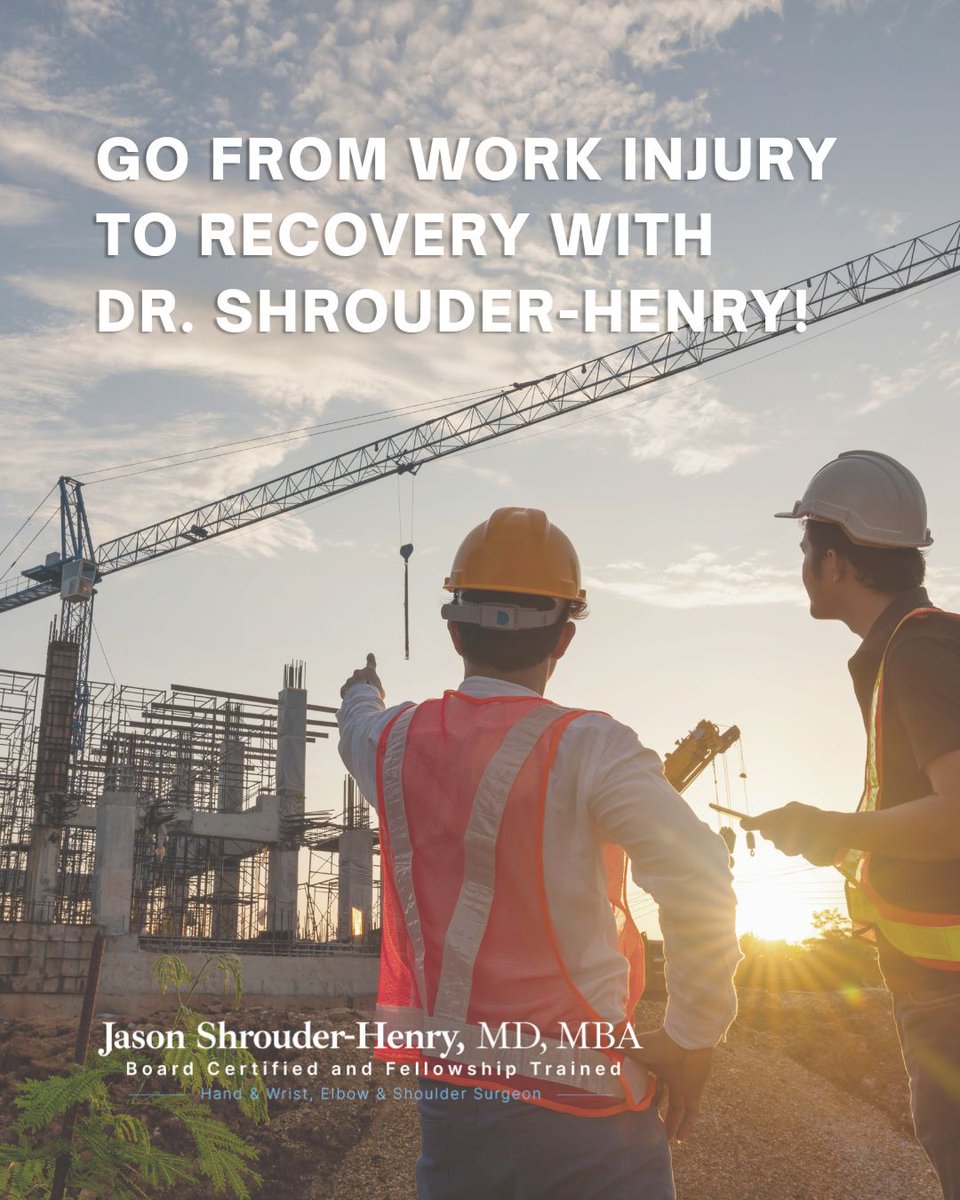 DrShrouderHenry's tweet photo. Work injuries can affect your ability to do the things you rely on every day.
#DrJasonShrouderHenry provides personalized care for hand, wrist, elbow, and shoulder injuries—helping patients work toward recovery and a safe return to activity. #workinjury #workerscomp https://t.co/29Ii8sqQqN