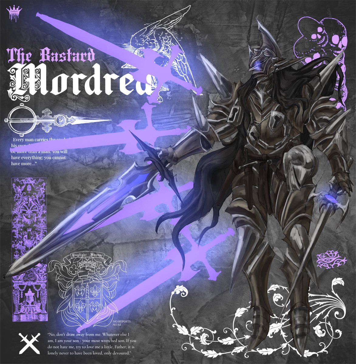 DaylightSavior's tweet photo. Was super excited to draw this guy, but say hello to Mordred https://t.co/Gh1W4asDG3