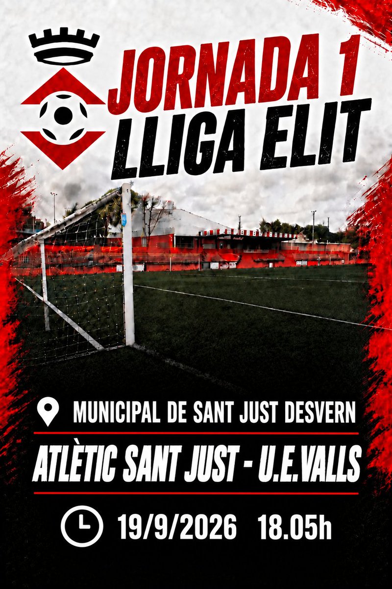 UEValls's tweet photo. 𝑫𝑰𝑨 𝑫𝑬 𝑷𝑨𝑹𝑻𝑰𝑻 ⚽️🔥
@AtleticSantJust - @UEValls
🕡 18:05h
📍Municipal de Sant Just Desvern 
Comencem la temporada!! AMUNT!
#LligaElit #FutbolCat #AmuntUEValls https://t.co/S19JDJstfM