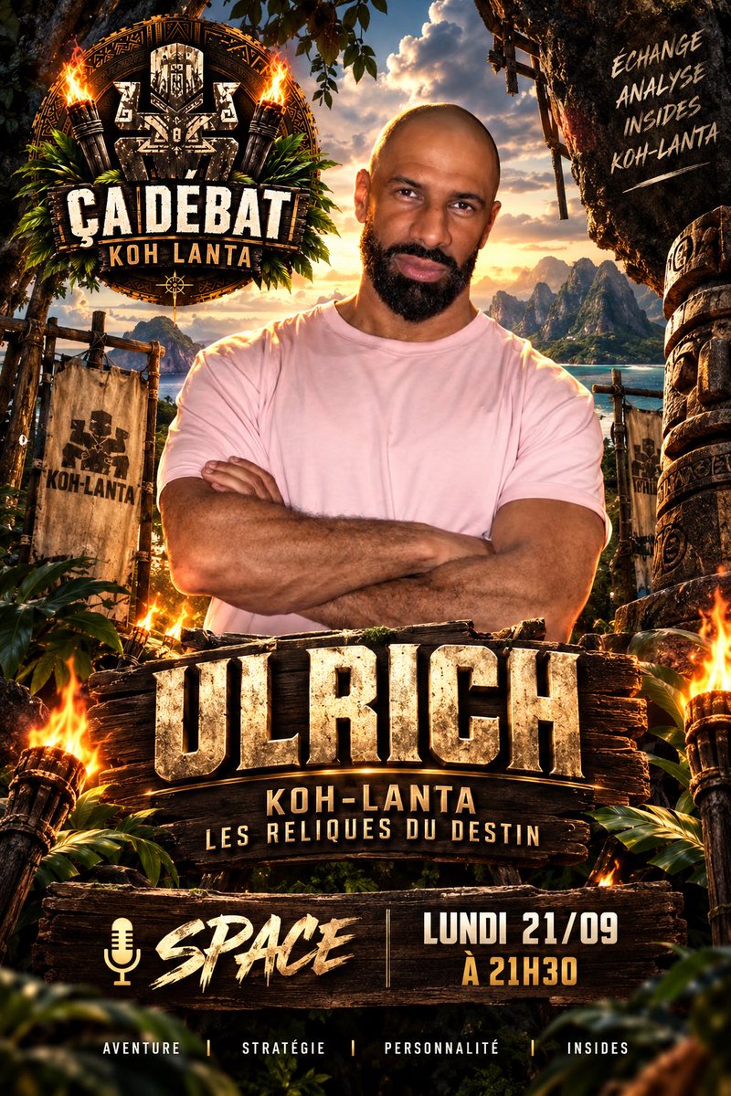 herosdecondao's tweet photo. 🔥 ULRICH ARRIVE 🔥

Ce lundi 21 septembre à 21h30, la team Ça débat Koh-Lanta reçoit Ulrich, aventurier de #KohLanta : Les Reliques du Destin 🏝️👀

🎙️ Son aventure
🔥 Les coulisses
👀 Les révélations
💥 Et bien plus encore…

📅 Lundi 21/09 — 🕤 21h30 https://t.co/5EYCo9OfRm