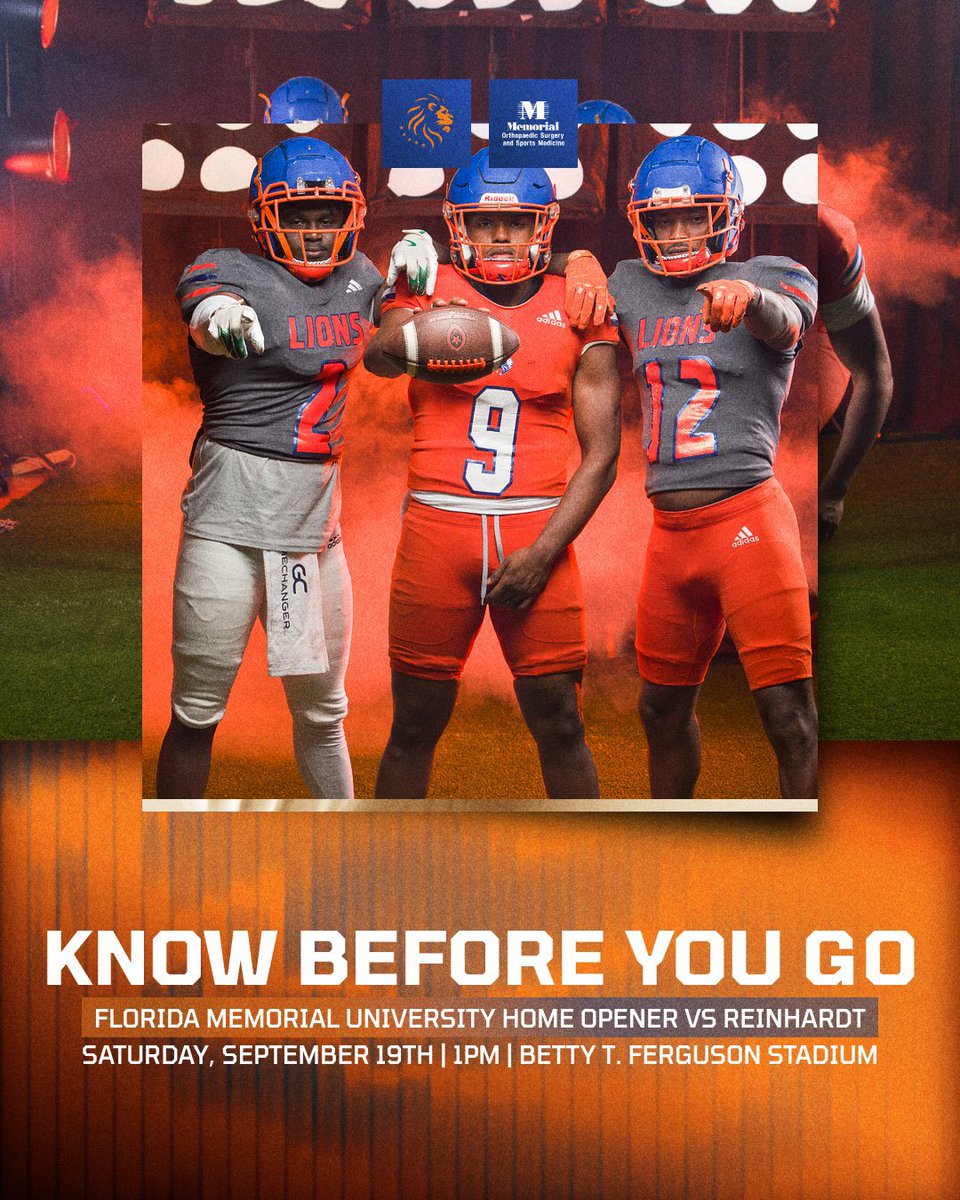 GoFmuLions's tweet photo. The stage is set. 🏟️ GAMEDAY ready with
everything you need to know before kickoff! ➡️
A special thank you to our game sponsors:
@dunkmanofficial
The Real Estate Experts Team
Shirlyon Speaks
Small Moves PF
#fmu #hbcu #TheSunStandard #ItsOurTime #HometownHBCU 🦁🏈 https://t.co/xfu8Obxs3n