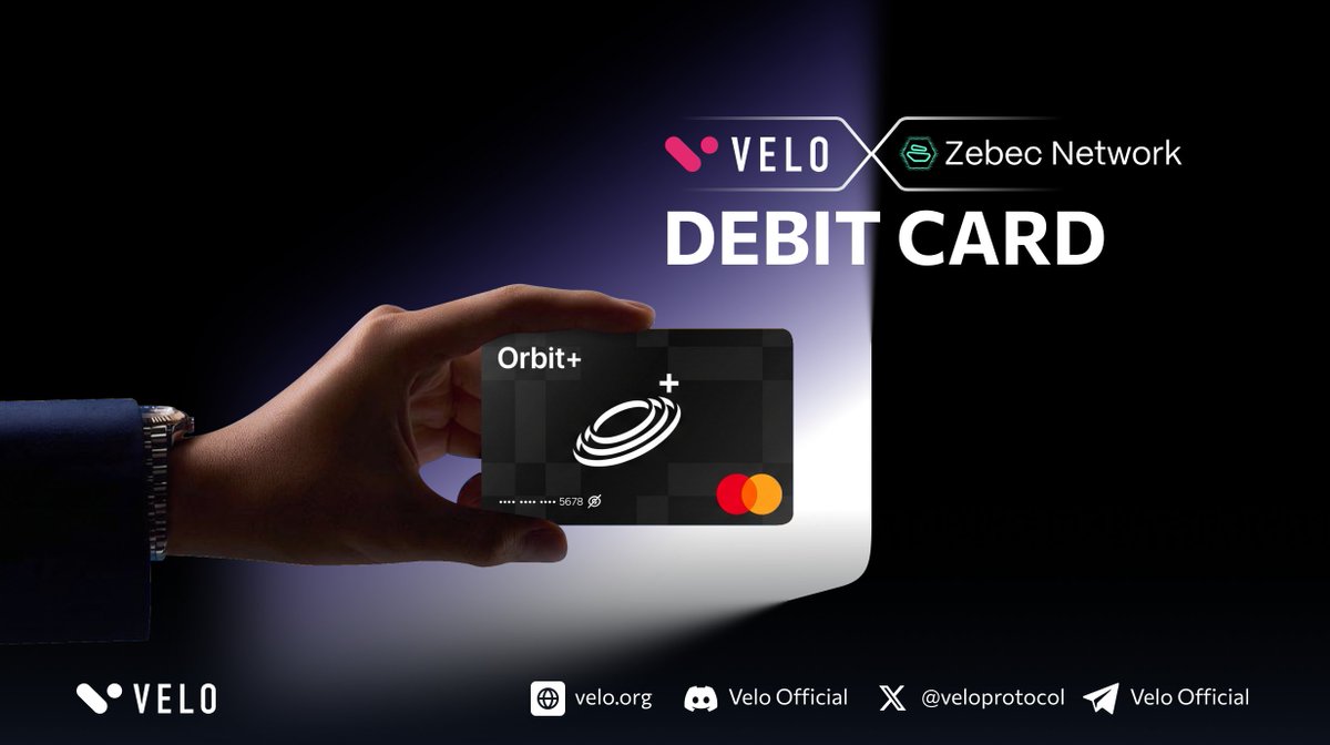 veloprotocol's tweet photo. Real-world utility is where digital assets meet everyday life.

The Velo × Zebec Card connects digital assets with a familiar way to pay, helping bring crypto beyond the wallet and into everyday spending.

Sign up for your card now through the Orbit Plus app.

Download Orbit Plus
👉 iOS: https://t.co/g5DLXdLGFG
👉 Android: https://t.co/Drd417lS1K