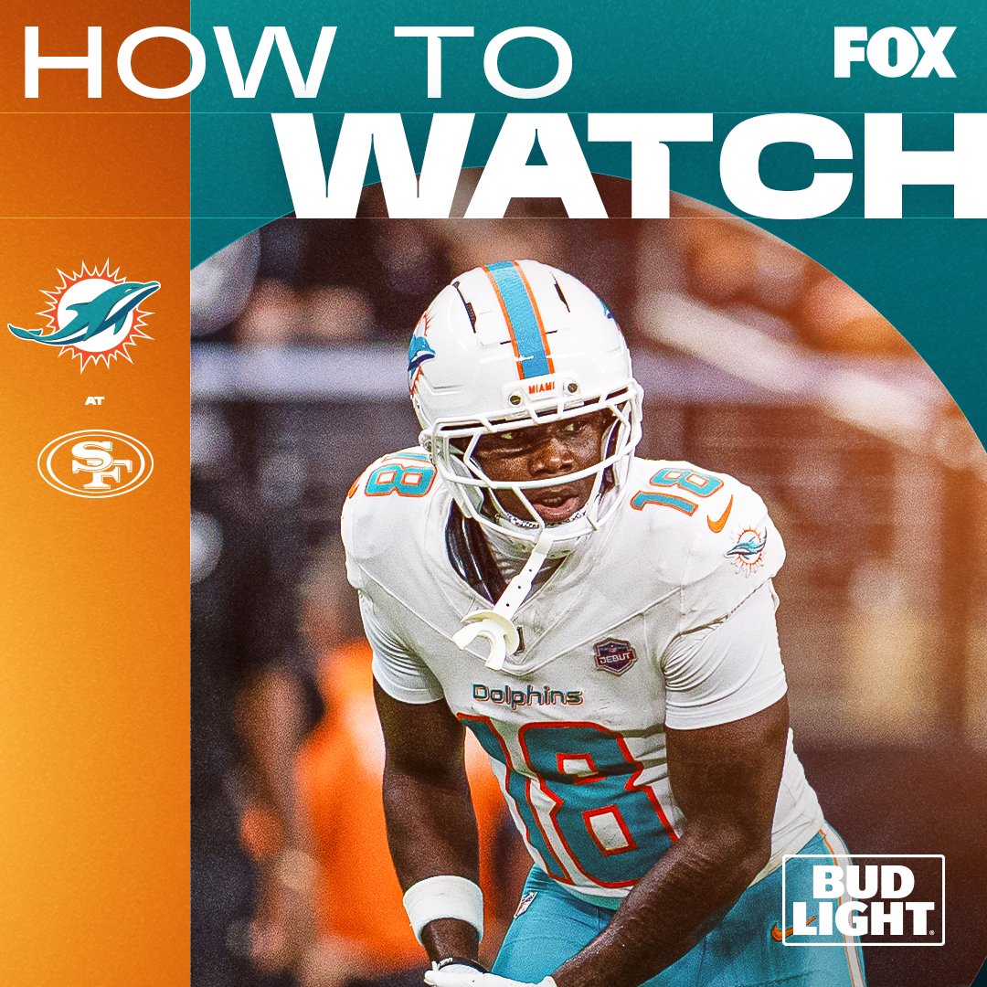 MiamiDolphins's tweet photo. Sunday on your screen 📺

How to watch #MIAvsSF ⬇️