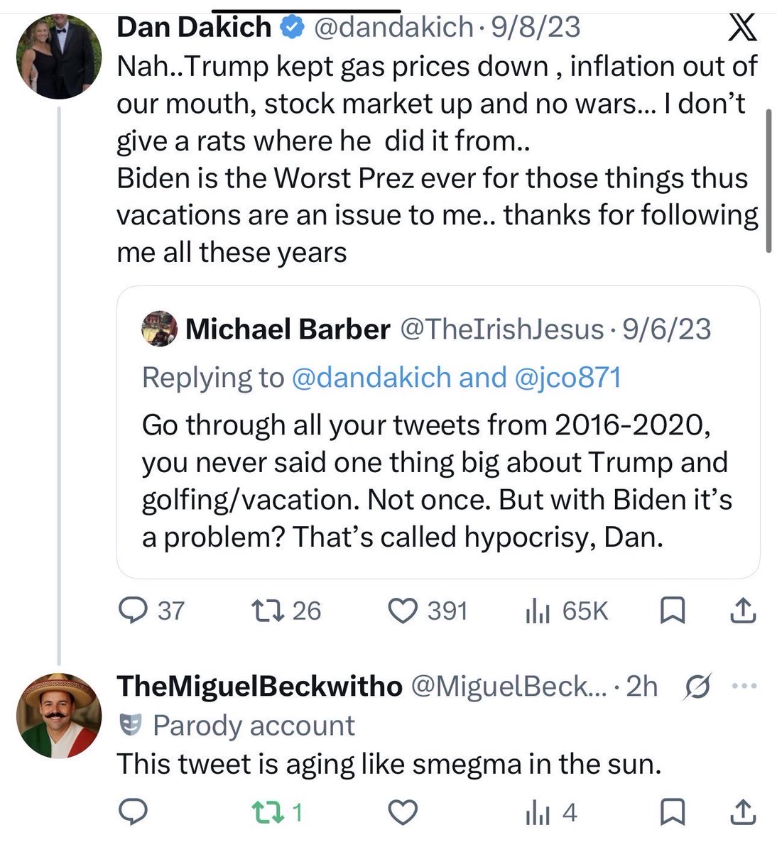 MiguelBeckwitho's tweet photo. @dandakich Dicklette Dan the pedo supporting man with another loser take. 😂 https://t.co/Klwc46lUst