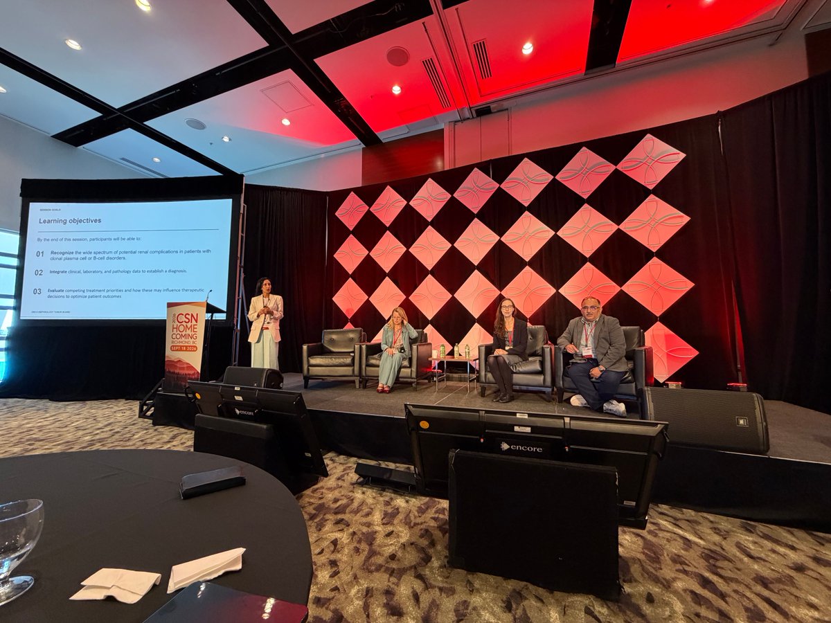 CSNSCN's tweet photo. 🗣️ Our next session is titled “Inside the Onco-Nephrology Tumor Board: Navigating Complex Cases”. 🧭 
📸 Pictured:  Kim Cheema, Elena Barbir, Lynn Cornell, and Vishal Kukreti, Megan Borkum, Mark Canney, and John Gill . #CSNSCN #Nephrology #Kidneys #CSN https://t.co/QtCCJh6wnV