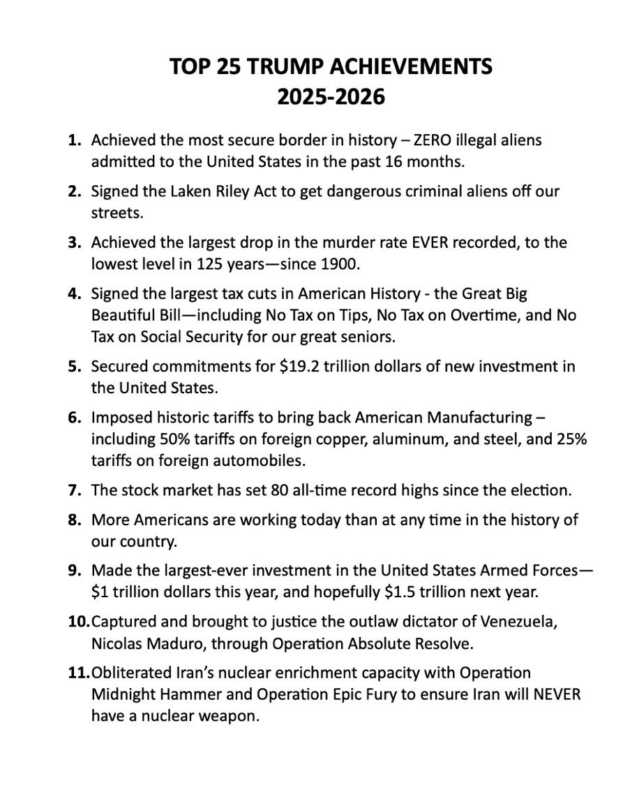 KobeissiLetter's tweet photo. BREAKING: President Trump publishes his “top 25 accomplishments of term three.” https://t.co/cyIeIECHUU