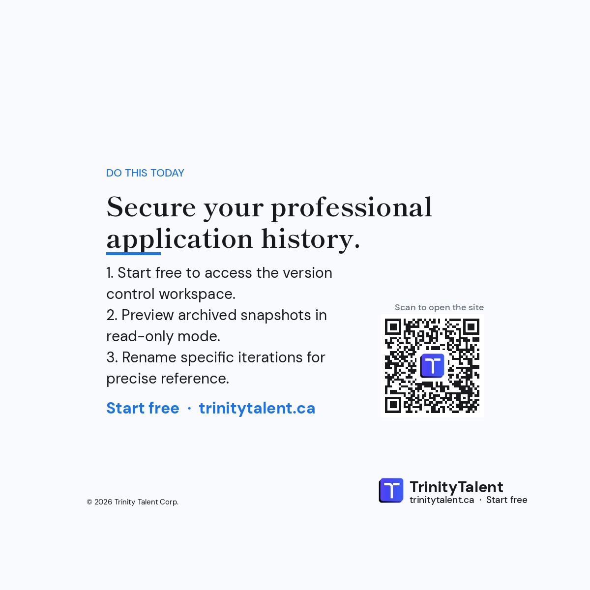 Trinitytalentca's tweet photo. Every tailored copy is a saved version. Preview it, rename it, restore it. Keeping distinct records prevents confusion during followups. You can preview read-only snapshots and rename them easily. What name will you assign to your latest document? #ResumeTips https://t.co/i2sZQOoW6s