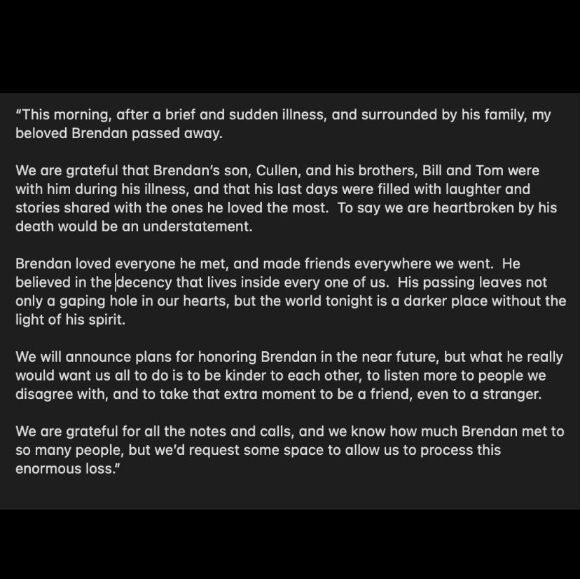 fineout's tweet photo. Brendan Farrington, a friend and colleague who covered Florida politics and the quirks and people of this state, has died. Here’s a statement from his beloved wife Amy Farrington. R.I.P. sir you were one of a kind https://t.co/2yd0rJcOo4