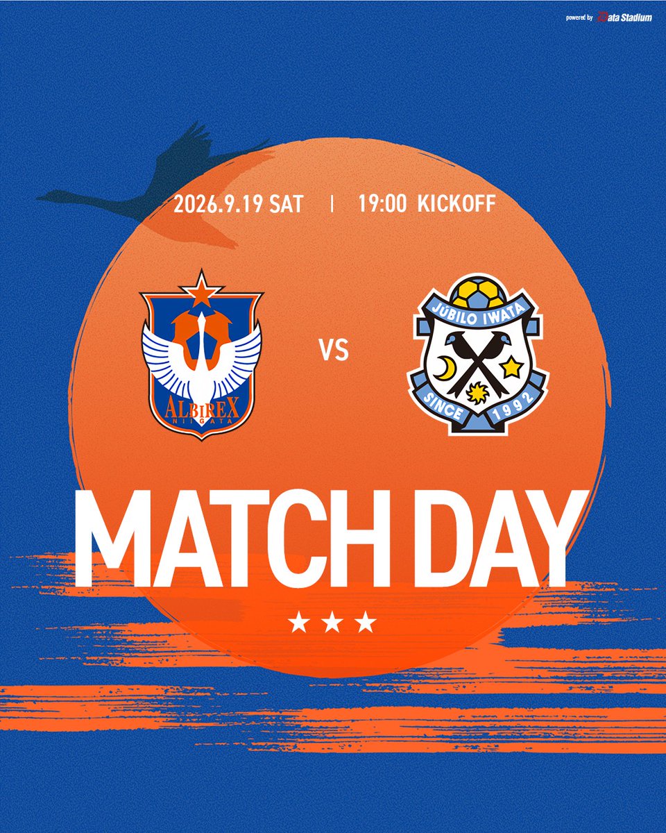 albirex_pr's tweet photo. 🧡本日は #アルビレックス新潟 マッチデー💙

🏆明治安田J2リーグ 第7節
🆚#ジュビロ磐田
🗓 9/19 19:00キックオフ
🏟#デンカビッグスワンスタジアム

#DAZN で応援📲
➡️ https://t.co/QxBbnHqsfk #albirex https://t.co/hH6XUCFmtd