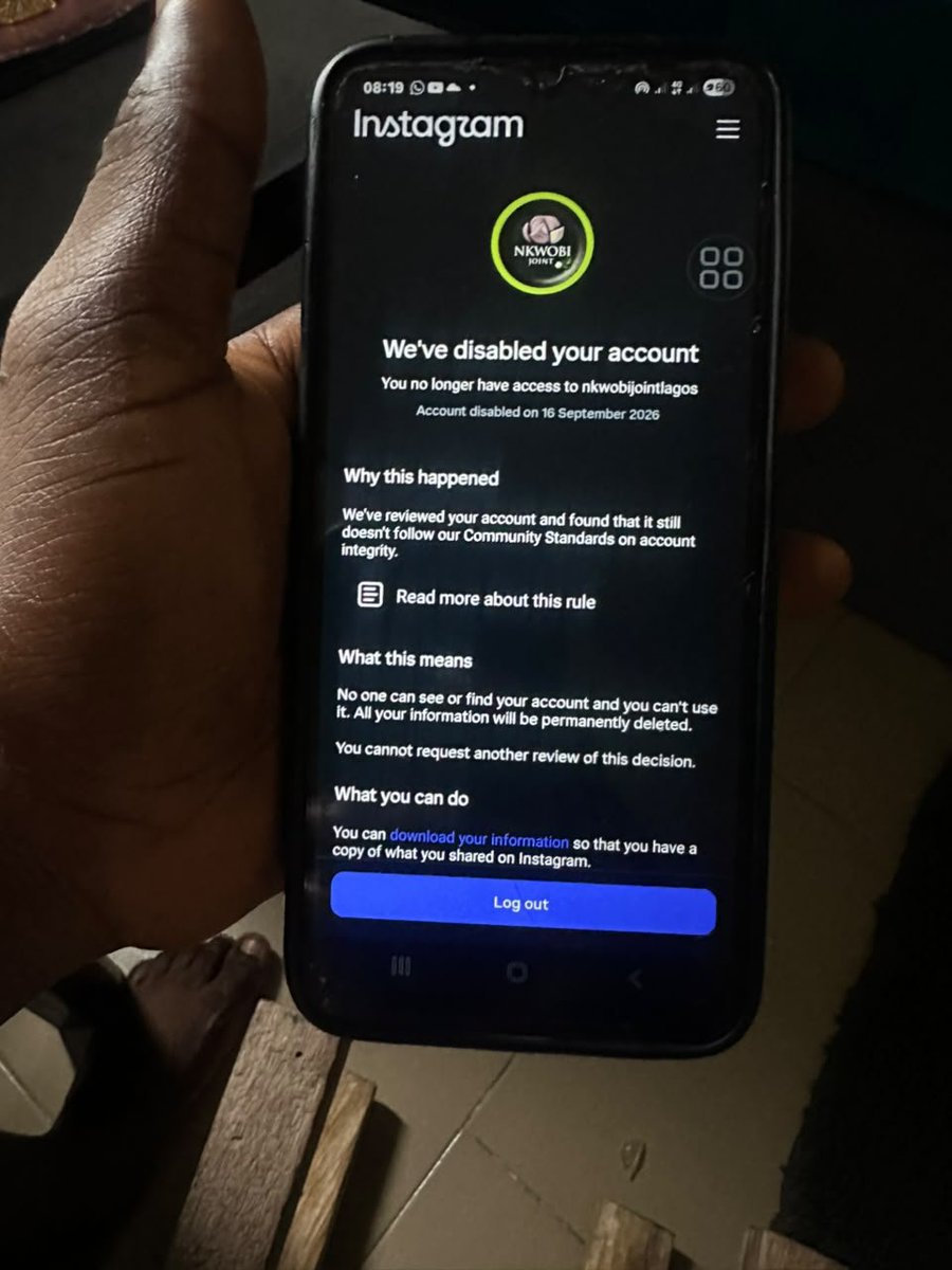 nkwobijoint's tweet photo. Hello 
@Instagram @Meta My Instagram account @Nkwobijointlagos was recently deactivated, and I believe this was a mistake. I’ve always followed. 
Instagram’s Community Guidelines and Terms of Use, and I haven’t engaged in spam, impersonation, or any prohibited activities. https://t.co/8g13NkQCdo