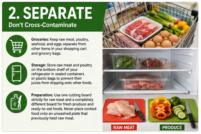 UCCESanDiego's tweet photo. September is National Food Safety Education Month! Keep food safe with 4 simple steps: Clean, Separate, Cook, and Chill. This graphic shares USDA food safety guidance followed by EFNEP at UCCE San Diego. #FoodSafetyMonth https://t.co/ZRIW6Tbet5
