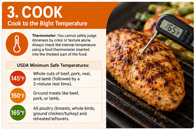 UCCESanDiego's tweet photo. September is National Food Safety Education Month! Keep food safe with 4 simple steps: Clean, Separate, Cook, and Chill. This graphic shares USDA food safety guidance followed by EFNEP at UCCE San Diego. #FoodSafetyMonth https://t.co/ZRIW6Tbet5