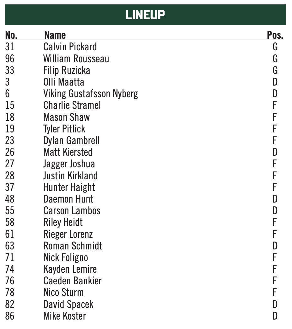 JoeSmithNHL's tweet photo. #mnwild lineup for Saturday’s exhibition opener, which will be streamed on https://t.co/KyqaylKRY7. https://t.co/vlWwytvDoy