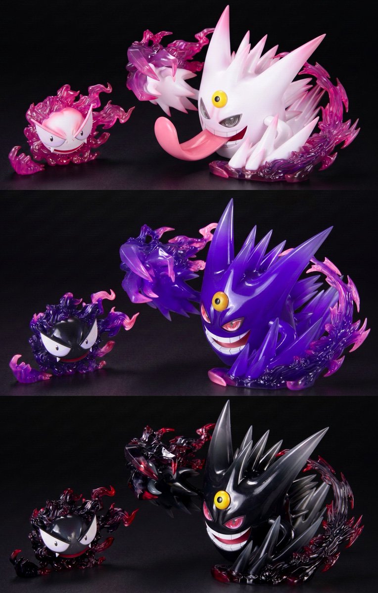 avianoir's tweet photo. THEY'RE DROPPING PURPLE, SHINY &amp; NOIR MEGA GENGAR FIGURES FT GASTLY 👻 https://t.co/zZyEp7wqE1