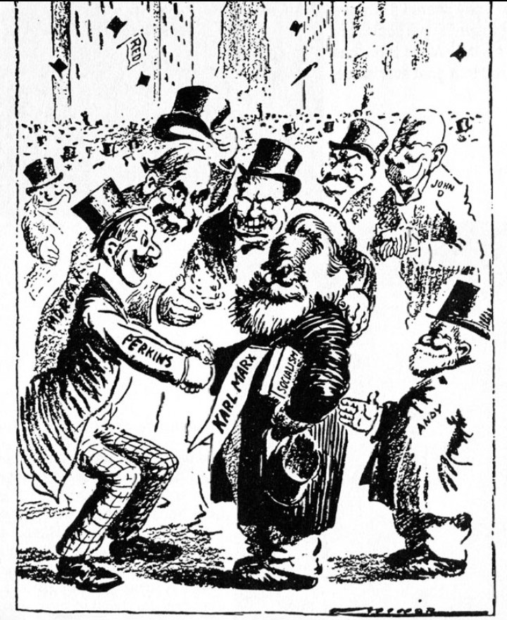 nshispanos's tweet photo. Este dibujo fue hecho por el comunista Robert Monor en 1911 donde muestra a Karl Marx (Mordecai Levi) con banqueros de Wall Street.

El marxismo es una herramienta del capital financiero internacional para destruir las comunidades organicas, no son enemigos, son aliados. https://t.co/AQH2oNM98x