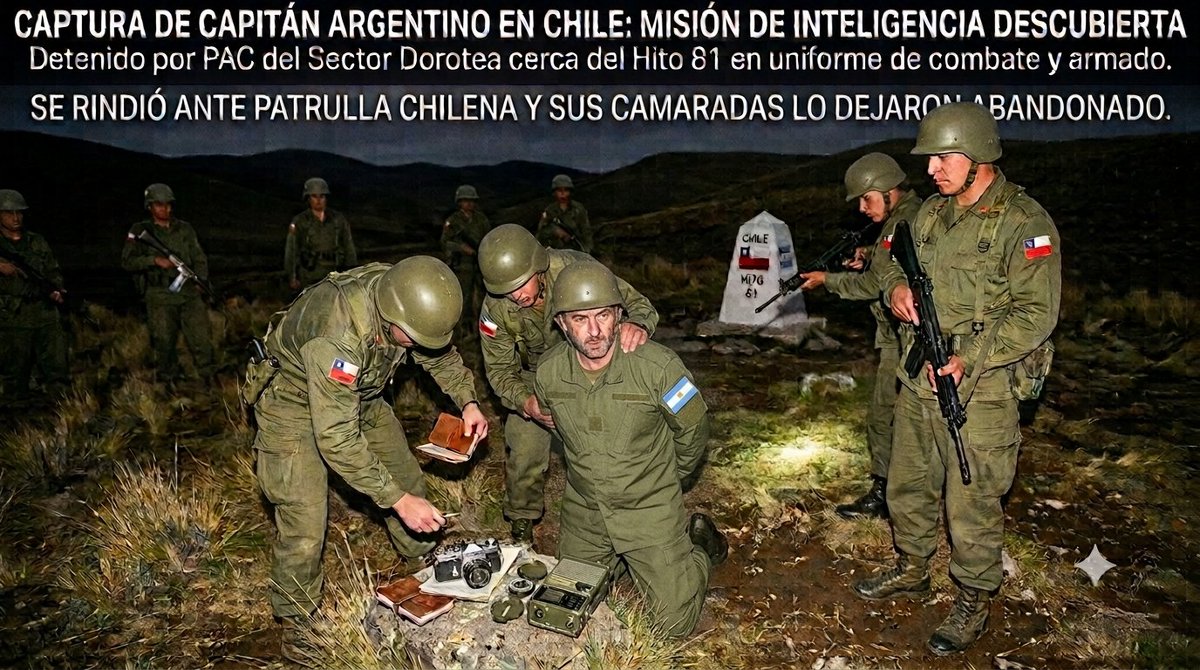 ArayaOctav's tweet photo. Dic.-78, fue capturado por el PAC del sector Dorotea el capitán del Ejército argentino y oficial de Inteligencia Horacio Fernando Ferrari, quien fue sorprendido en territorio chileno.

No se pudo capturar a los otros miembros de la patrulla, por que se dieron a la fuga. https://t.co/9rFfevlAuG