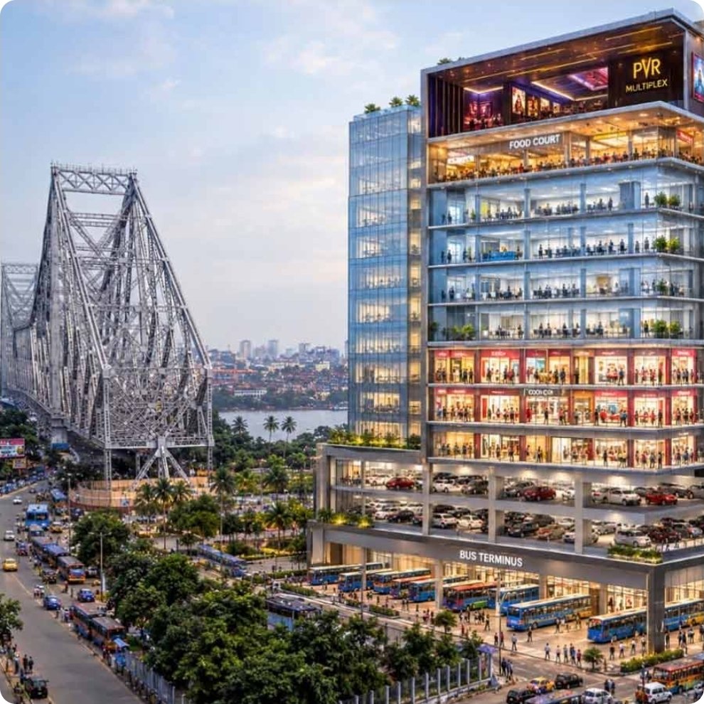 Banglar_Tintin's tweet photo. 🚨 FIRST OFFICIAL PROTOTYPE OF HOWRAH BUS STAND REVEALED!

Here’s what is being planned:

🏗️ A NEW 12–13-STOREY BUILDING
The existing bus-terminal area will be redeveloped into a multi-storey transport-and-commercial complex.

🚌 GROUND FLOOR → BUS TERMINAL
The lower level will accommodate the bus stand, keeping bus operations at the heart of the complex.

🚗 UPPER FLOORS → PARKING
The building will provide dedicated space for:
• Cars
• Two-wheelers
• Parking facilities

🚕 TAXI STAND
A dedicated taxi stand is also planned, integrating multiple modes of transport around Howrah station.

🛍️ SHOPPING + FOOD COURT
The complex is also planned to include:
• 🛒 Shopping mall
• 🍴 Food court
• 🅿️ Parking zones

🎬 TOP FLOOR → MULTIPLEX
The very top of the proposed building could house a multiplex, turning the area into more than just a transport terminal.

🚶 AND THE BIGGEST CONNECTIVITY UPGRADE: A SKYWALK
A dedicated skywalk will connect the bus terminal directly with Howrah station, allowing passengers to move between the two major transport hubs without having to negotiate the chaotic road traffic outside.

💰 ESTIMATED COST: ~₹25 CRORE
The project is expected to involve coordination between Indian Railways, KMDA, Howrah Municipal Corporation and the state administration.
The stated objective is to improve passenger services and make transfers between different modes of transport easier.

It feels like within the next 5 years, the skyline along Hooghly river is set to change massively 🔥.

@UmeshRai_BJP @paulagnimitra1 @ArjunsinghWB @drmhowrah