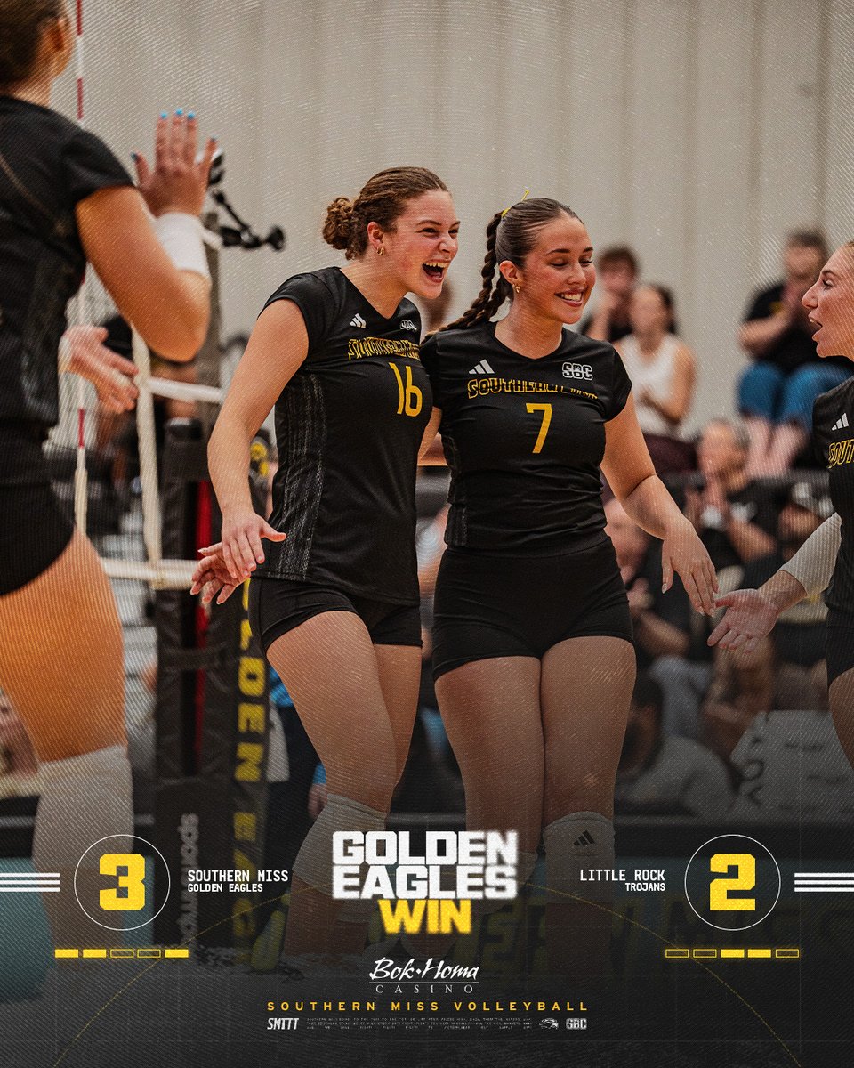 SouthernMissVB's tweet photo. That's how you BATTLE! 😤

Southern Miss takes the 5th set 15-12 to close the match!

#SMTTT https://t.co/kjx0amwFX9
