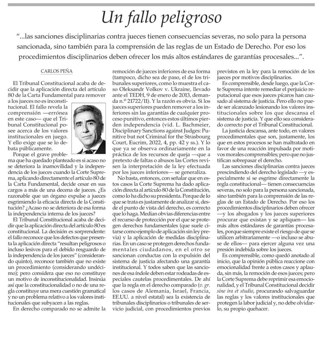 MaxLobosCL's tweet photo. Para mi colega Carlos Peña, los jueces que cometieron el fraude de conseguirse una licencia médica para viajar al extranjero a tomar sol en alguna playa es solo un acto "pícaro". Los calificó en su columna como "jueces pícaros" y no como lo que realmente son: UNOS DELINCUENTES. https://t.co/PV6H77CgWG