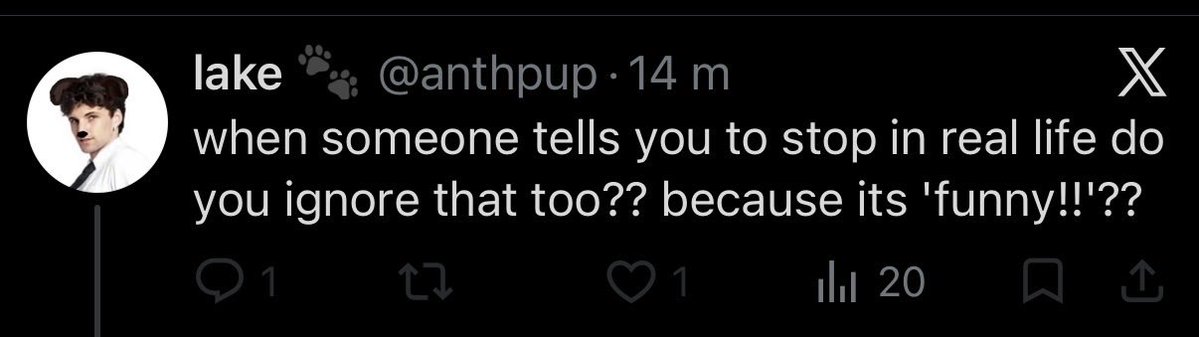 horselvrok's tweet photo. You are genuinely fucking brainwashed &amp; insane for saying that to me

i made a DICK joke youre acting as if i sent nude photos to them, genuinely grow the fuck up😭 still arguing with me hours later, trying to frame this as “sexual harassment” is wild and fucking disgusting https://t.co/fkIMTyHf7A