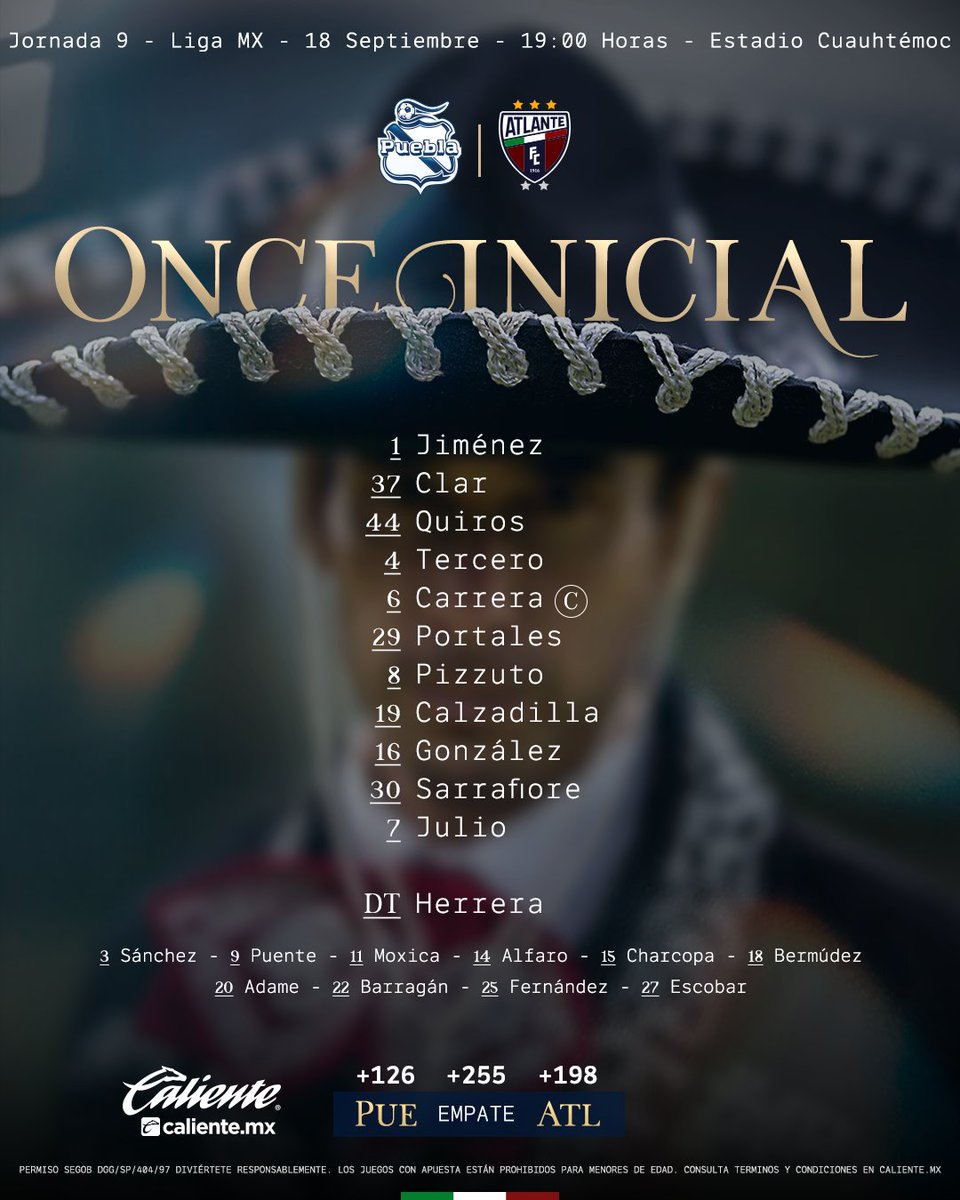Atlante's tweet photo. Los 11 Potros de Hierro que defenderán nuestros colores esta tarde.

Regístrate en @calientesports, recibe $1,000 pesos de regalo y apuesta por el triunfo Azulgrana.

📲 https://t.co/7Wm6QRnM4P

#MásAcciónMásDiversión 
#LesGusteONoLesGuste https://t.co/tUrX57ytCG