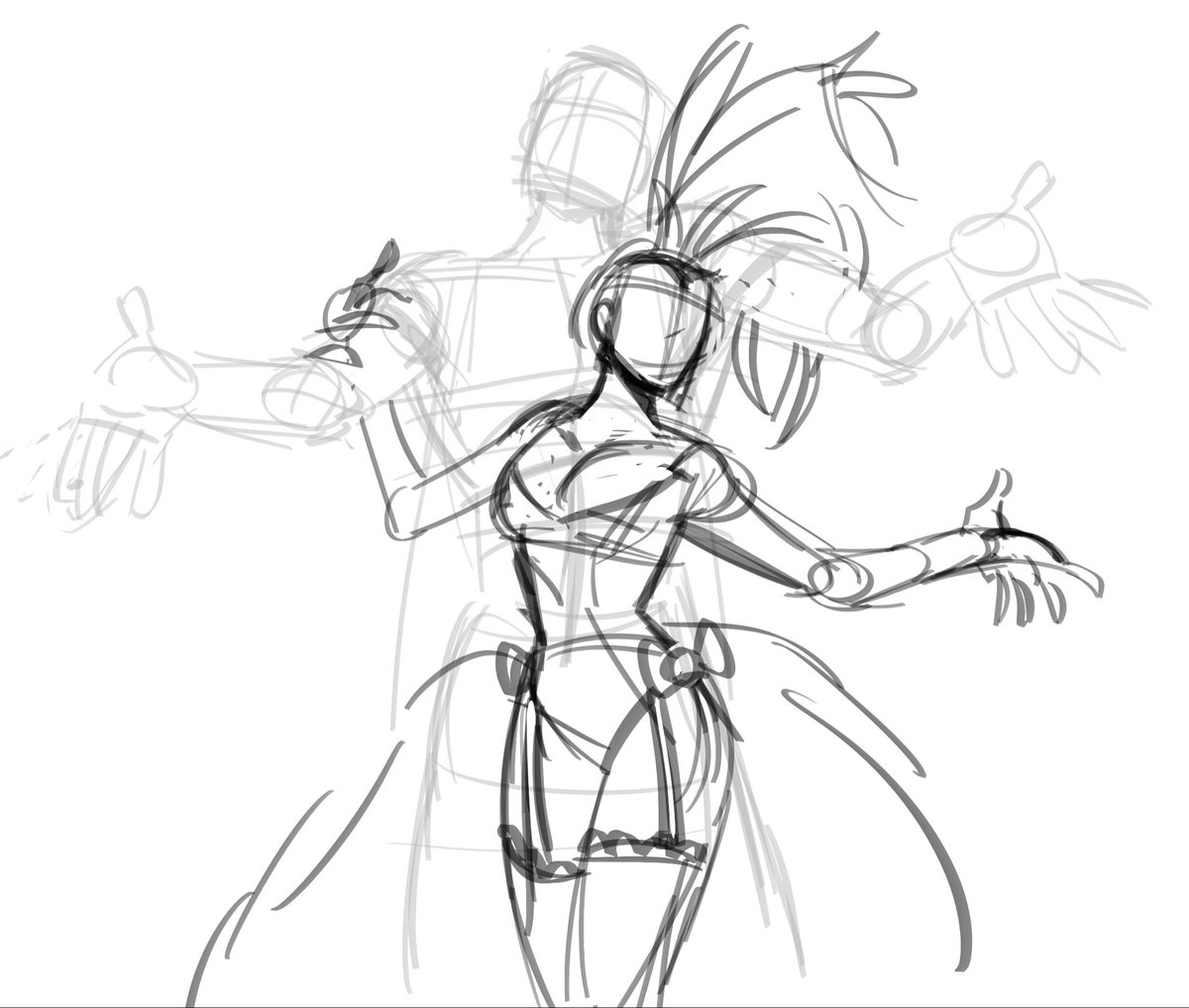 jackieeleanor's tweet photo. Wanted to draw showgirl Lilith and of course the red creature wants to be involved ❤️💜
#applemoon #wip https://t.co/cy41BGK75M