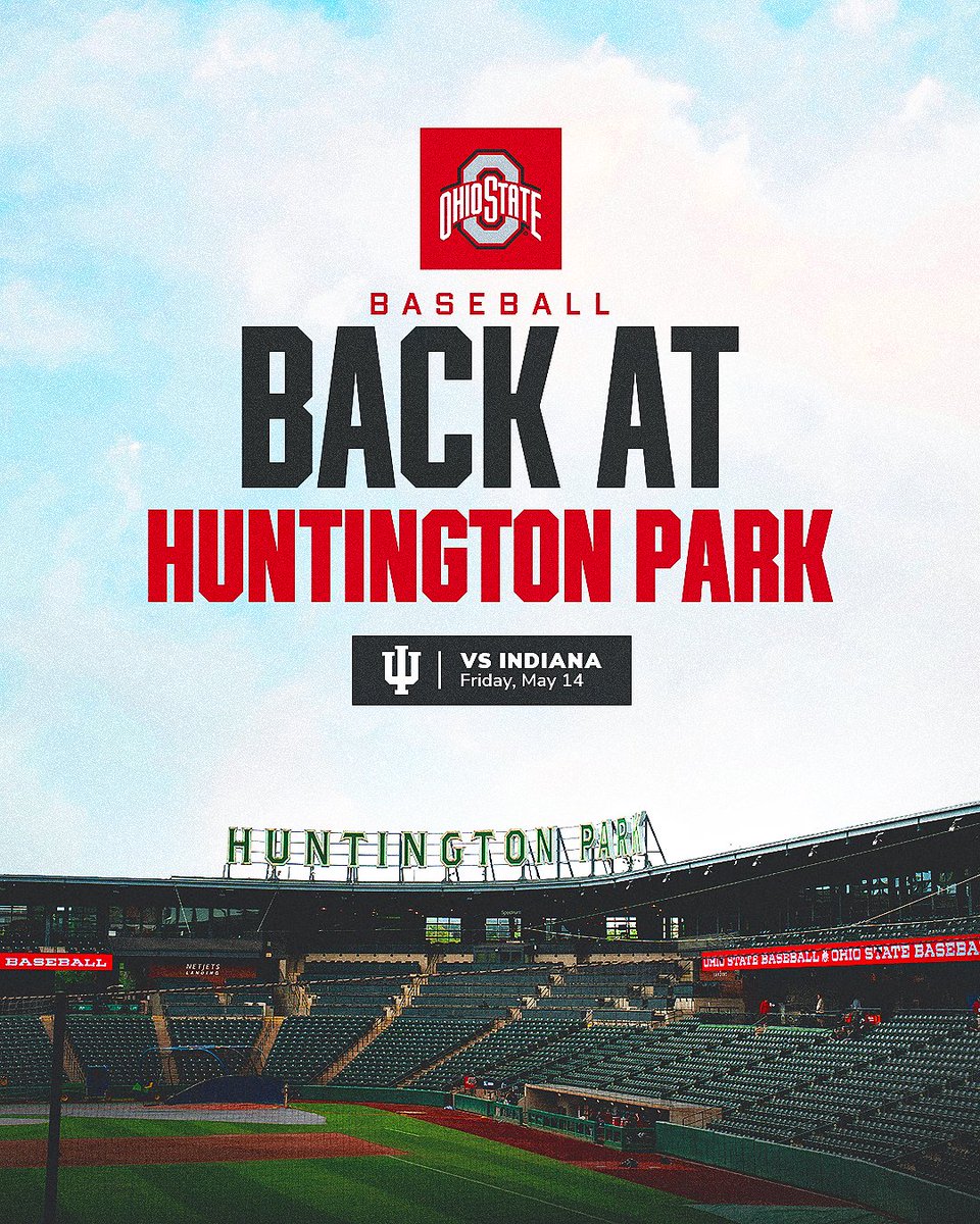 OhioStateBASE's tweet photo. 𝗟𝗲𝘁'𝘀 𝗿𝘂𝗻 𝗶𝘁 𝗯𝗮𝗰𝗸 ⏪

We're excited to be returning to Huntington Park to take on Indiana on Friday, May 14, 2027!

🎟️ https://t.co/J6eQG9gO1B

#GoBucks | @CLBClippers https://t.co/3gBA56PBBO