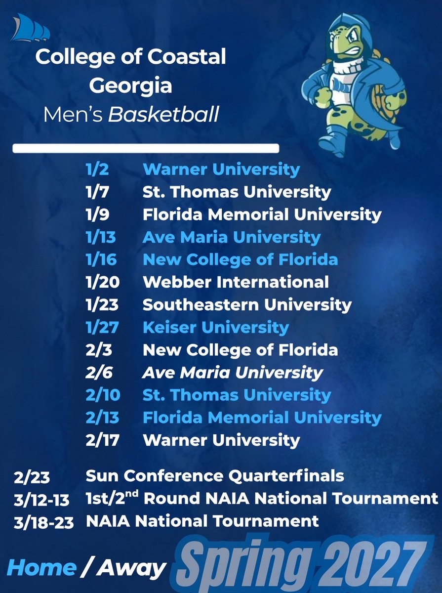 ccgaathletics's tweet photo. Mark your calendars Mariners!
The Men's Basketball schedule is here! Get ready for another season with the Mariners!
#HailTheSail https://t.co/DAnLPLkAtM