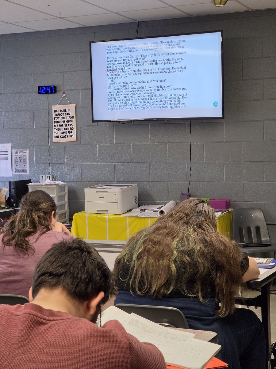 MrsCharlesECHS's tweet photo. We started this week in the 1930s, learning about the Great Depression and Dust Bowl, then began reading Of Mice and Men.  We'll discuss cause/effect and character motivation, then dive into themes. #theraiderway #GeorgeandLennie @KEDCGrants @KyWriteRight https://t.co/R1KZqakXBB