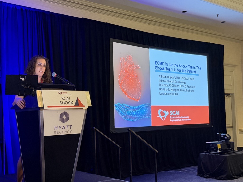 SCAI's tweet photo. 🍽️ Who should own ECMO? At #SCAISHOCK, our experts made the case for everyone but themselves.

In a unique debate, each speaker stepped outside their own specialty to argue why another—cardiac surgery, heart failure, critical care, or interventional cardiology—should take the lead.

The discussion ultimately came back to one message: ECMO is for the shock team. The shock team is for the patient.

@Allison_Dupont @nbrozzimd @afzal_aasim @MaxHockstein
