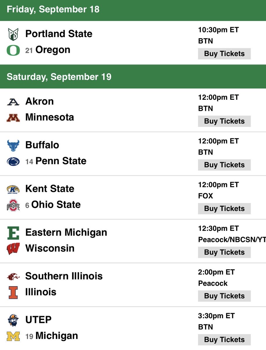 secnumbersguy's tweet photo. We’ve got some INSANELY GOOD matchups in the Big Ten this weekend.

EVERY game on the schedule could go either way. 

SO GLAD we moved to a 9 conference game schedule to keep up with THIS. https://t.co/xGrEO4J2pg