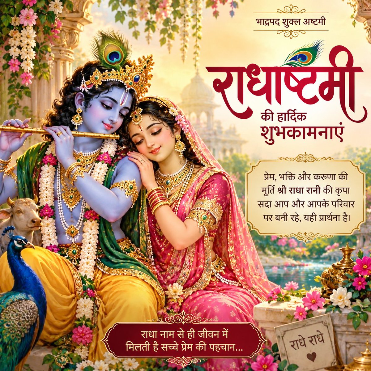 AlokTiwari9335's tweet photo. वृंदावन का कण कण बोले
श्री राधा राधा श्री राधा राधा
श्री यमुना जी की लहरें बोले
श्री राधा राधा श्री राधा राधा
श्याम सुंदर की बंशी बोले
श्री राधा राधा श्री राधा राधा

राधा रानी जी के जन्मोत्सव राधाष्टमी की आप सभी हार्दिक शुभकामनाएं।

बोलो राधे राधे🙏🏼🚩

#राधाष्टमी #Radhashtami https://t.co/MQzQqdIDqU