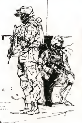 ShinkawaArt's tweet photo. sketch of U.S military members, from Metal Gear Solid 4: Guns of the Patriots (2008). https://t.co/FiVfJjdxgW