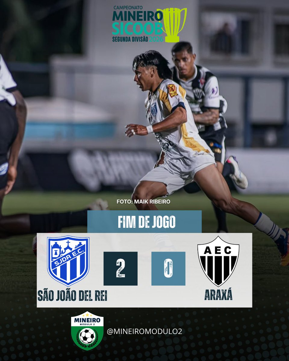 mineiromodulo2's tweet photo. VITÓRIA NA ESTREIA🏆

O São João Del Rei venceu o Araxá em casa por 2 a 0 na estreia da Segundona Mineira 2026.

Kauê e Natã fizeram os gols da equipe são joanense.

📸Foto: Maik Ribeiro https://t.co/lWfZYQQGko