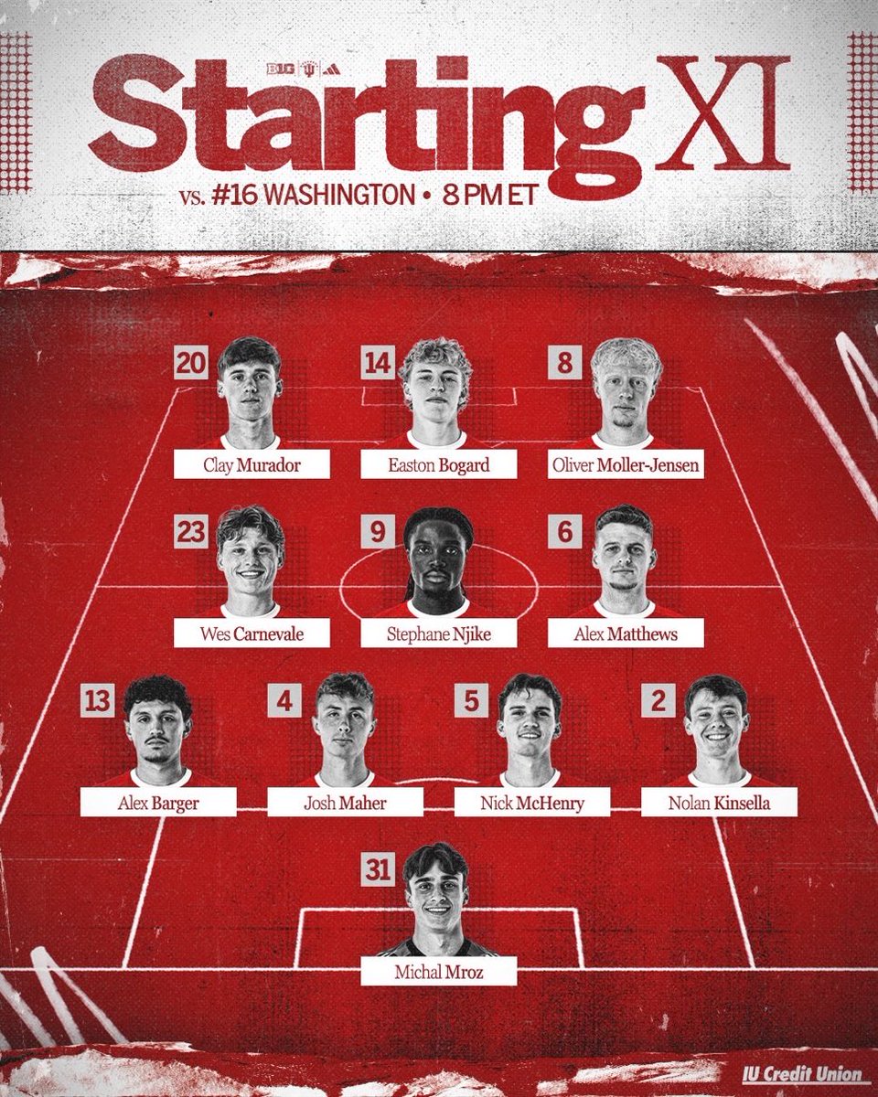 jaylimedia04's tweet photo. B1G Matchup At Armstrong ‼️
No. 2 Indiana hosts the reigning national champion Washington Huskies. Here is tonight’s starting XI 
Kickoff 8 pm est #iums @IUSTVsports https://t.co/TkDBcXpUUR