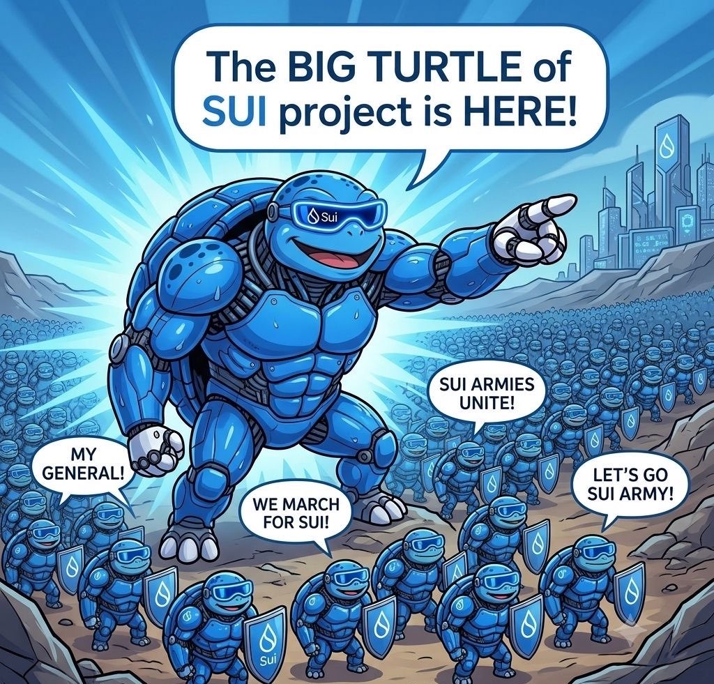 THEAITURTLE's tweet photo. Shell Gang about to take $SUI out of the trenches 🪖🐢 $AITURTLE https://t.co/w8wucWpY85