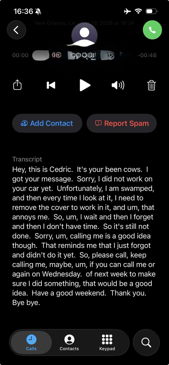 OscoShelly's tweet photo. Look at this voicemail from the Italian mechanic I left my Italian car with. I’m not even upset it’s so funny. https://t.co/jwS31HSlAg