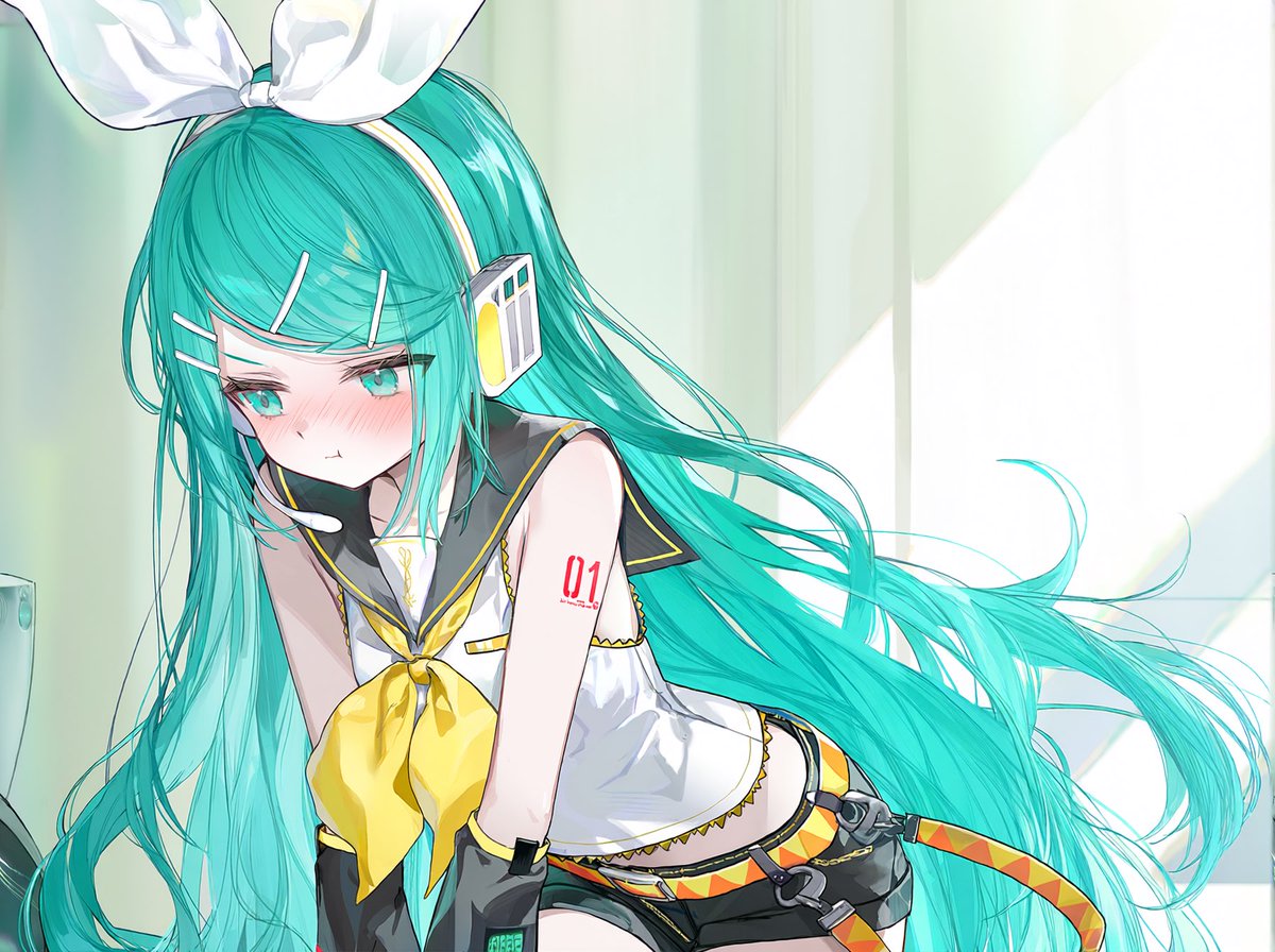 popo_Art_Miku's tweet photo. 罰ゲームでリンちゃんの服 https://t.co/aqMOBwwTWq