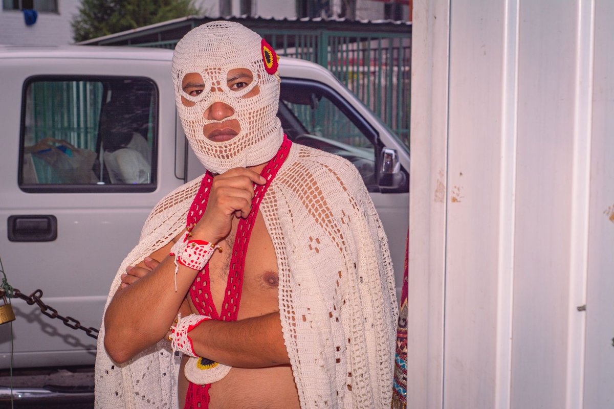 MiCorazonMexica's tweet photo. a hand crocheted lucha libre outfit my mother made for me. https://t.co/W6n61fOHLg