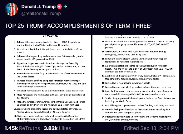 NewsBlast17's tweet photo. Trump lays out the top 25 accomplishments of his 3rd term. https://t.co/Os6ZXaWkze