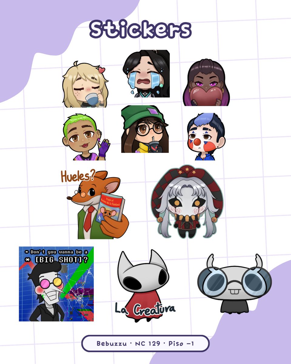 _bebuzzu's tweet photo. @JW_Arte Hola holaaa! Soy Bebuzzu y estaré en la NC 129 en la planta -1!! ✨

Tengo cositas de Splatoon, Code Lyoko, Valorant, Monster High entre otros!!

(( Me ha tocado rushearme el catálogo 😭 sry si se ve muy simple, me he dejado cosas fuera con las prisas )) https://t.co/Awfm2X3ZFo